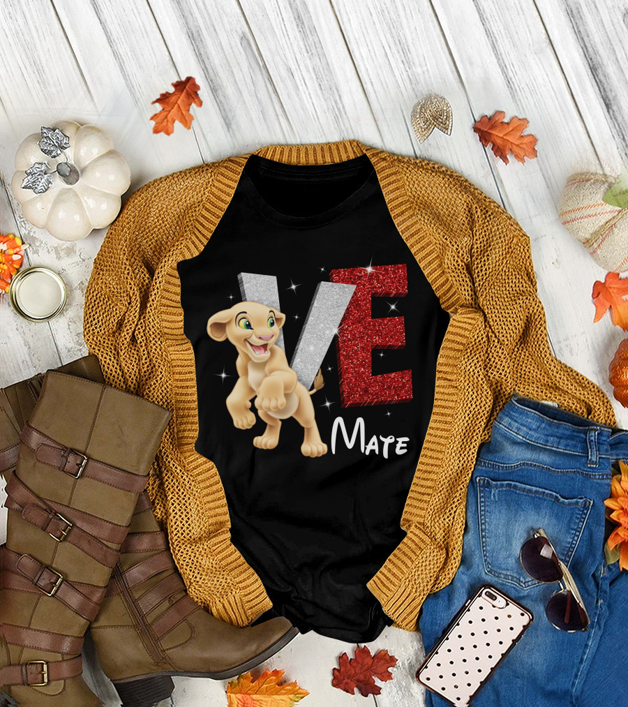 Love Mate Nala Sparkling Red And Silver Letters T-Shirt