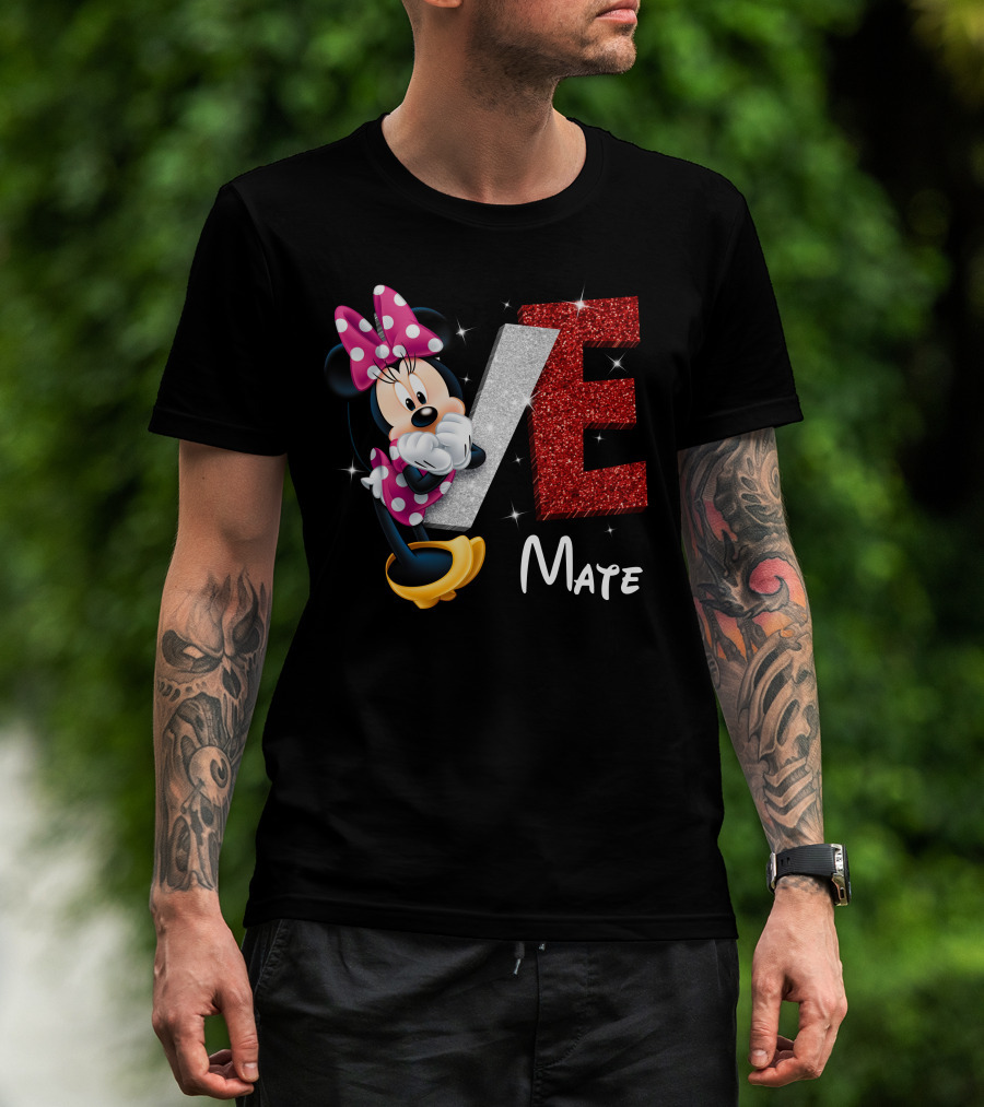 Minnie Mate Love Sparkle Bow And E Glitter T-Shirt