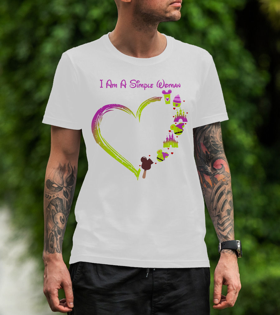 I Am A Simple Woman Castle Coffee Dopey Ice Cream Hearts T-Shirt