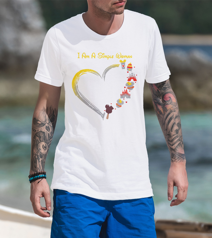 I Am A Simple Woman With Dumbo Ice Cream And Castle Hearts T-Shirt