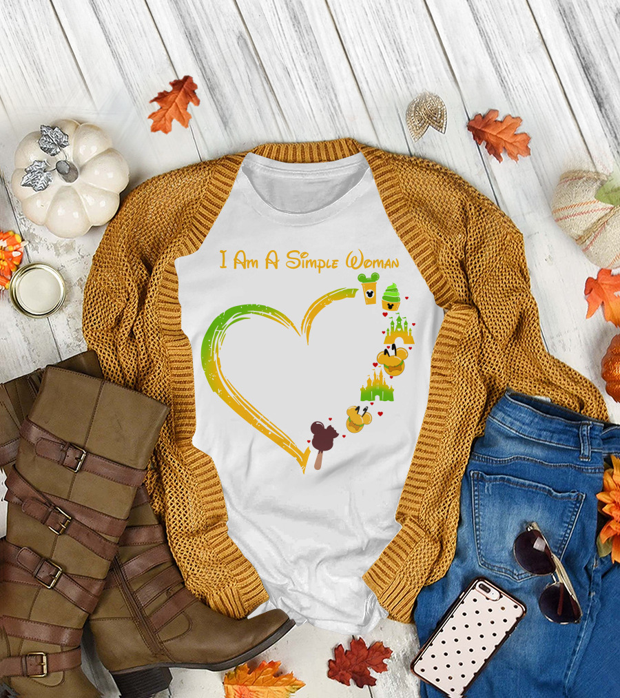 I Am A Simple Woman Heart Mouse Ears Ice Cream Castle T-Shirt