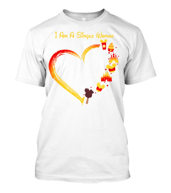 I Am A Simple Woman Heart With Mickey Ears Ice Cream Popcorn Castle T-Shirt