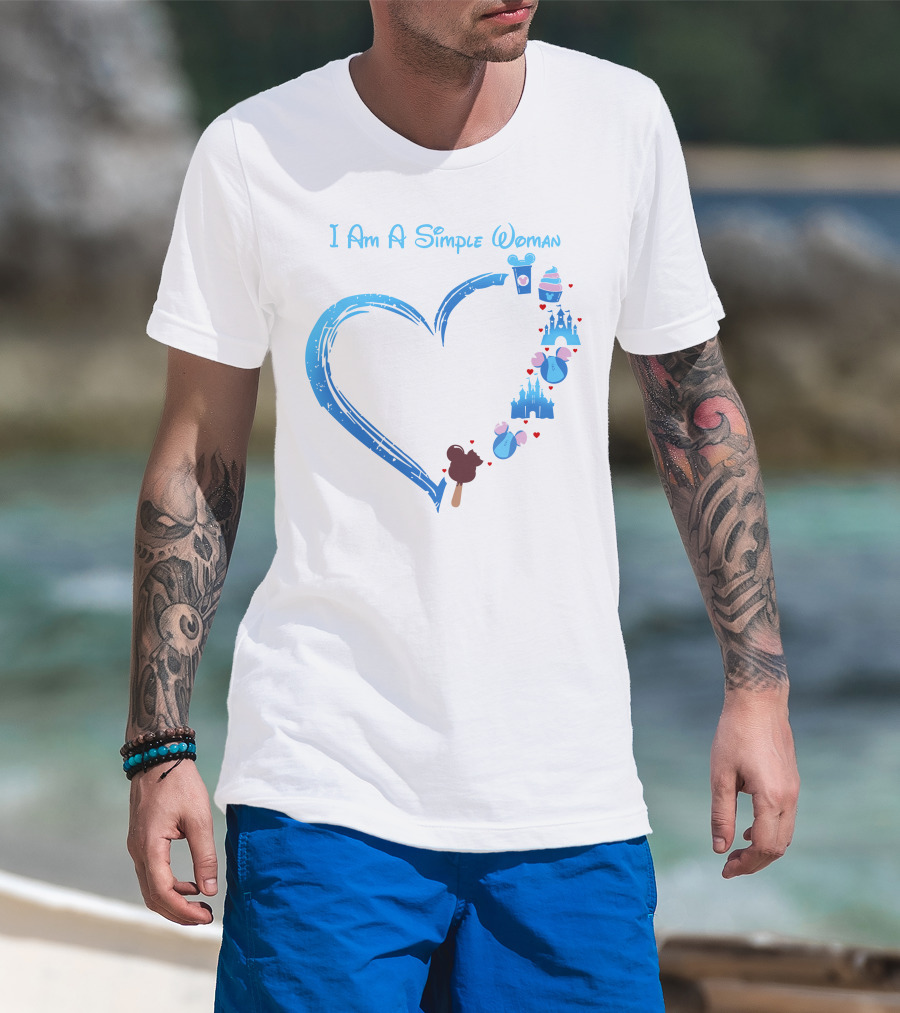 I Am A Simple Woman Heartbeat Mickey Ice Cream Castle Ears T-Shirt