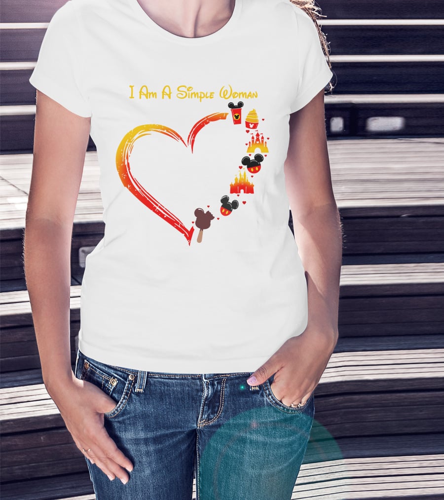 I Am A Simple Woman Heart Mickey Mouse Ice Cream Castle Icons T-Shirt