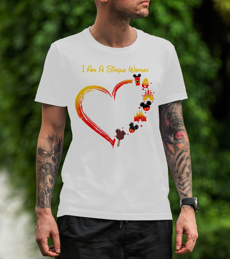 I Am A Simple Woman Heart Mickey Mouse Ice Cream Castle Icons T-Shirt