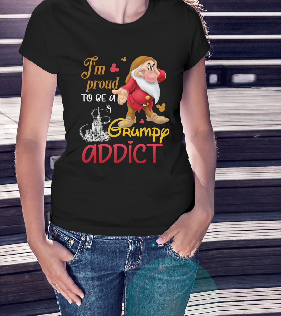 I'm Proud To Be A Grumpy Addict Disney Castle And Character T-Shirt