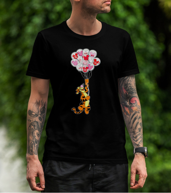 Tigger Flying With Mickey Balloons Valentine's Day Xo Hunny Disney T-Shirt