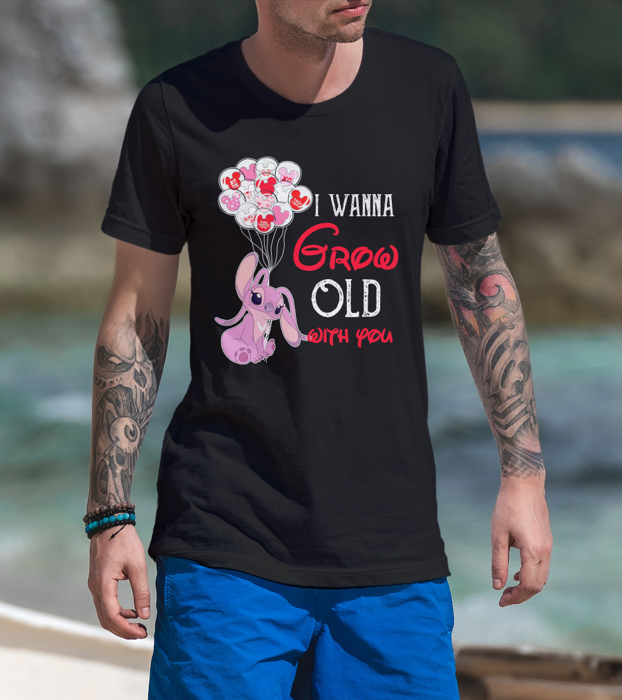 I Wanna Grow Old With You Angel Heart Balloons T-Shirt