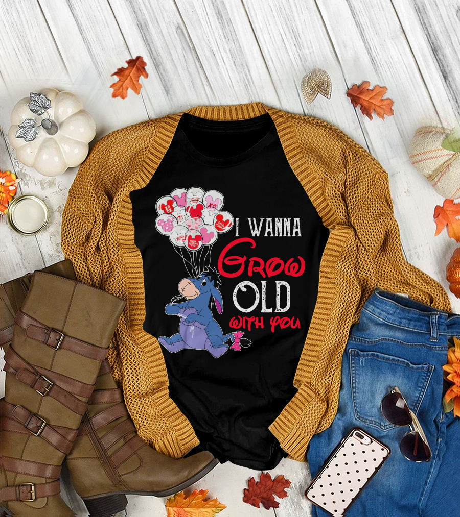 Eeyore I Wanna Grow Old With You Balloons T-Shirt