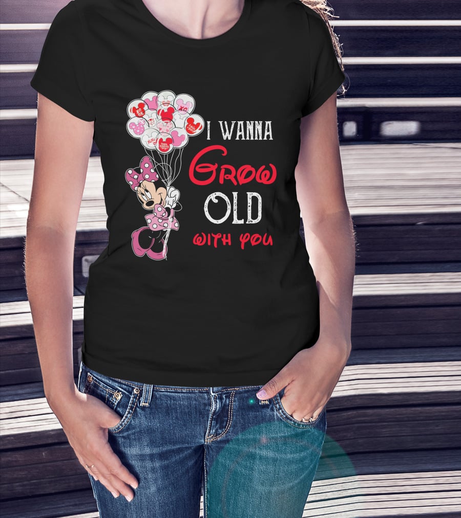 Minnie I Wanna Grow Old With You Balloons T-Shirt