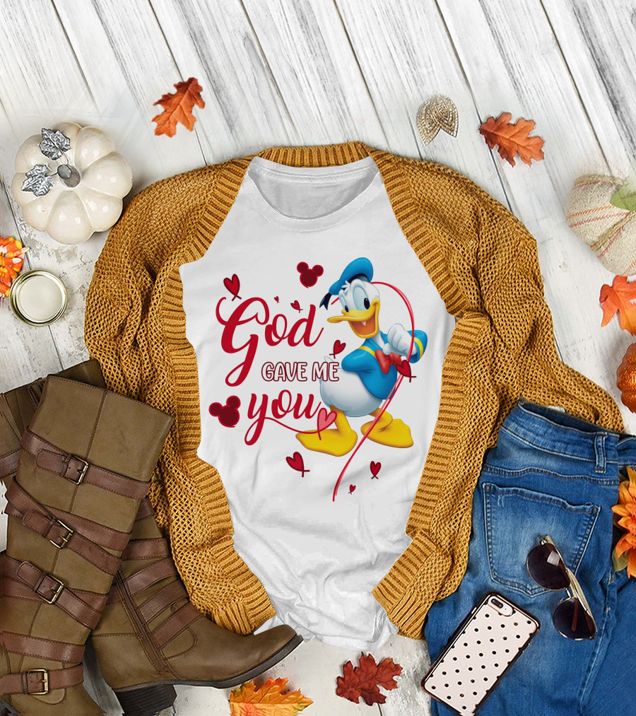 God Gave Me You Donald Duck Hearts Mickey Icons T-Shirt