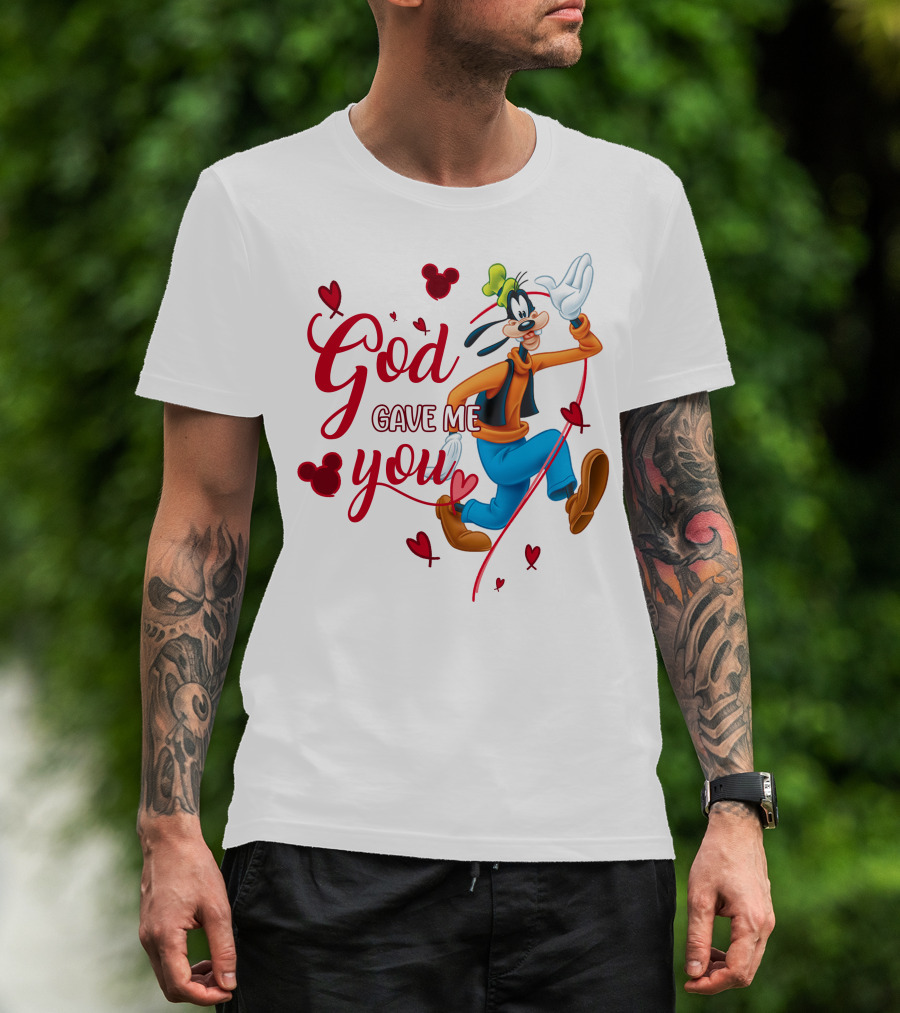 God Gave Me You Goofy Character Hearts Icons T-Shirt