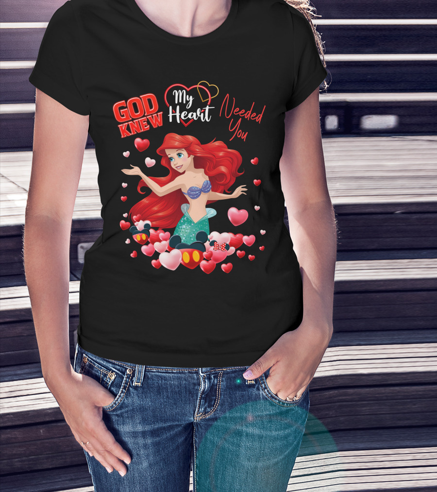 God Knew My Heart Needed You Ariel Minnie Mickey Hearts T-Shirt