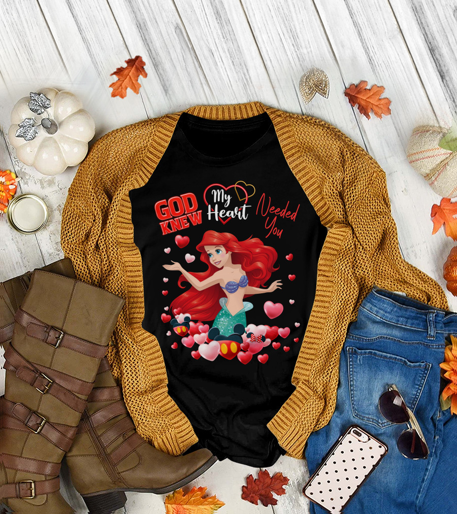 God Knew My Heart Needed You Ariel Minnie Mickey Hearts T-Shirt