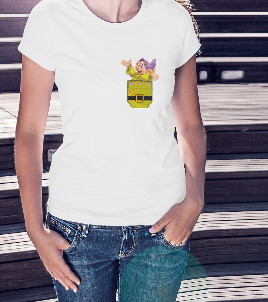 Dopey Seven Dwarfs Pocket Cartoon Character Disney T-Shirt