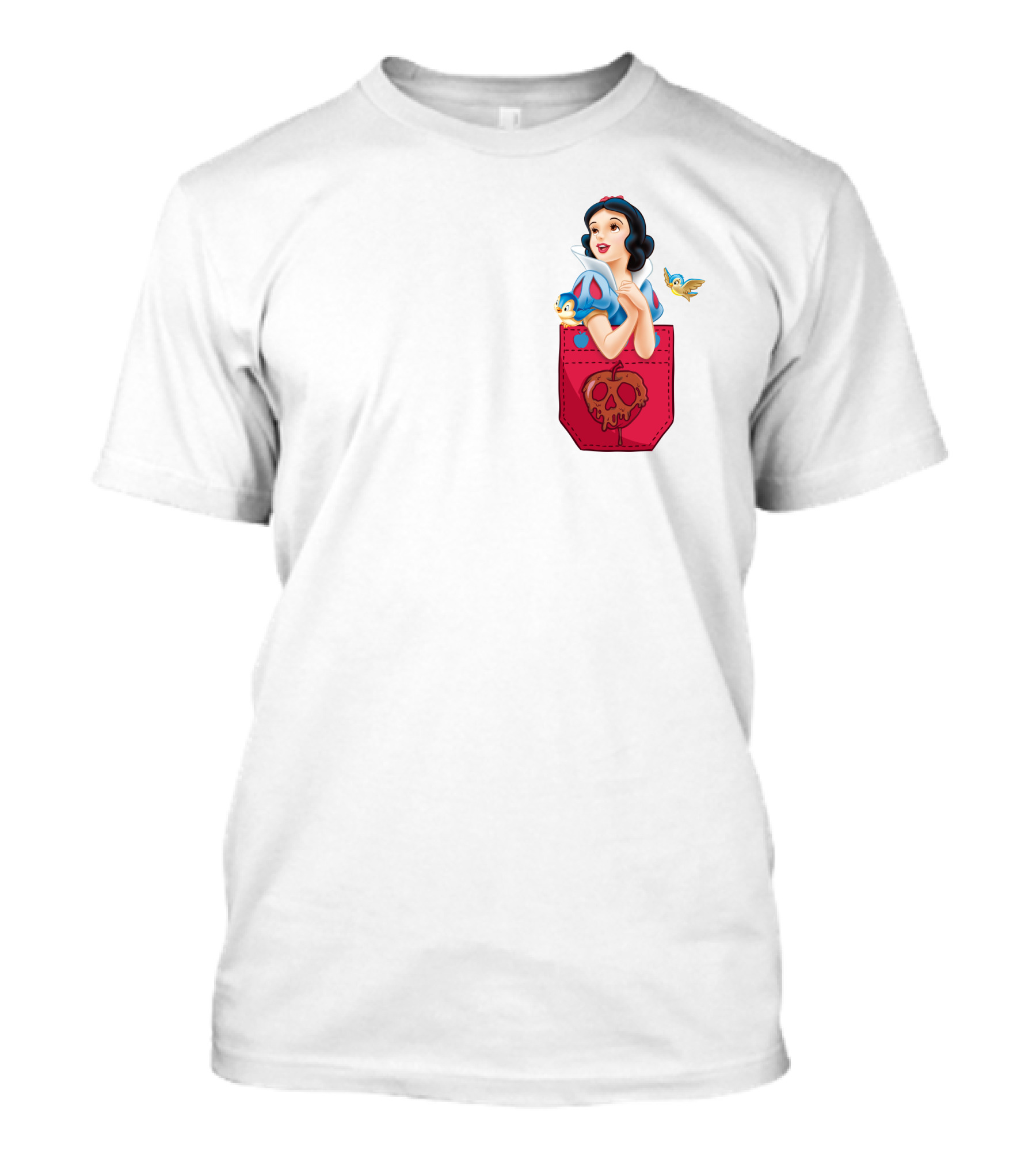 Snow White With Bluebird And Poison Apple Pocket T-Shirt