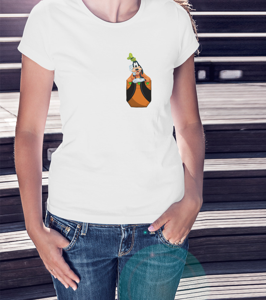 Goofy Disney Character In Pocket Style T-Shirt