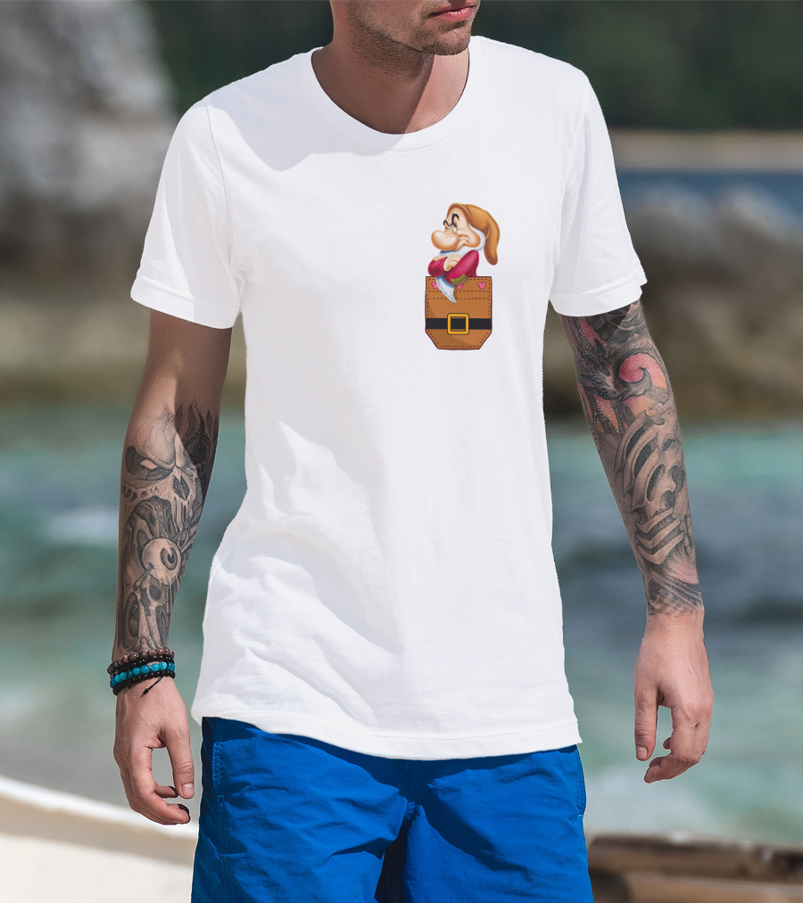 Grumpy Dwarf In Pocket Disney Character T-Shirt