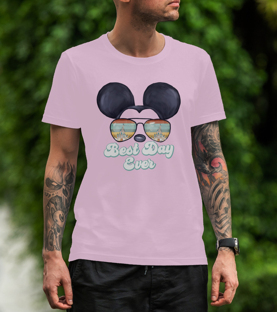 Mickey Best Day Ever Glasses Castle Retro T-Shirt