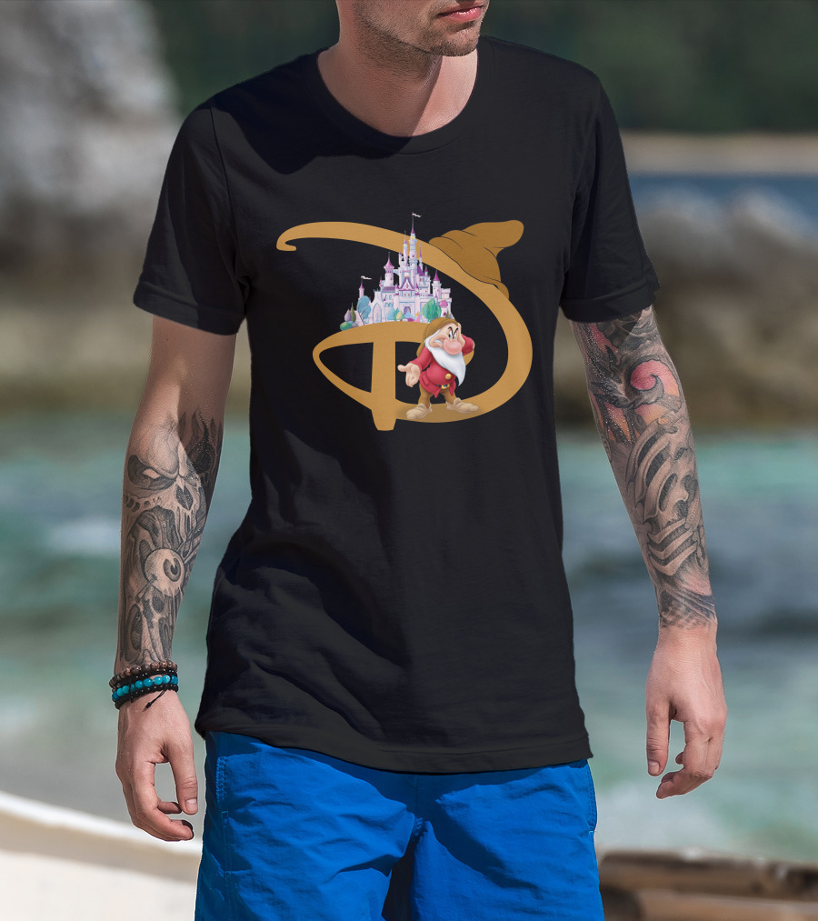 Grumpy With Castle And Character In Fantasy Setting T-Shirt