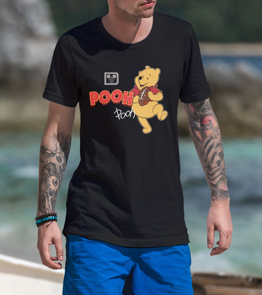 Pooh Football Holding Iconic Character With Vintage T-Shirt