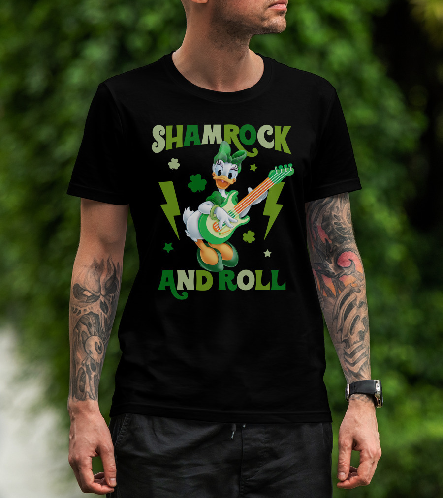Shamrock And Roll Daisy Duck Rocks Out With Green Guitar T-Shirt