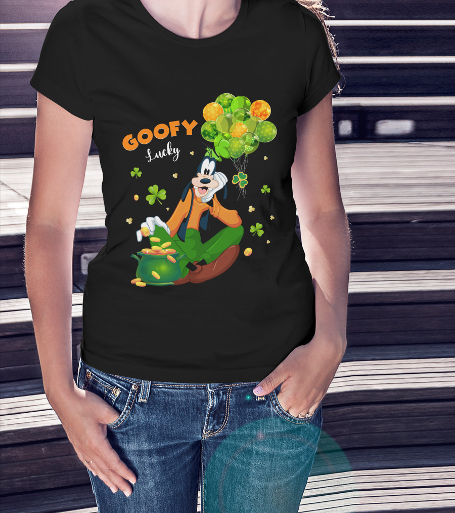 Goofy Lucky St. Patrick's Day Balloons And Shamrocks T-Shirt