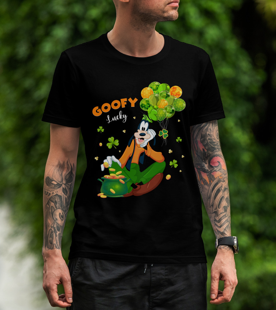 Goofy Lucky St. Patrick's Day Balloons And Shamrocks T-Shirt