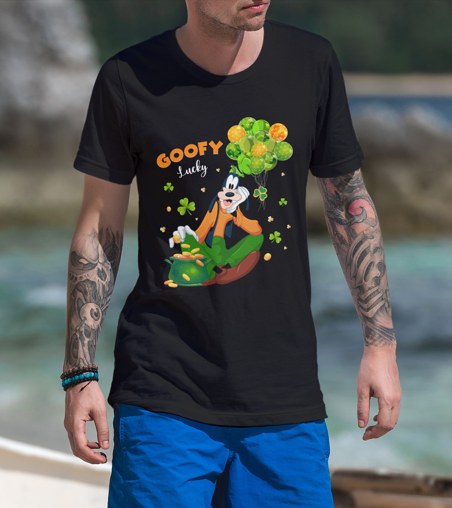 Goofy Lucky St. Patrick's Day Balloons And Shamrocks T-Shirt