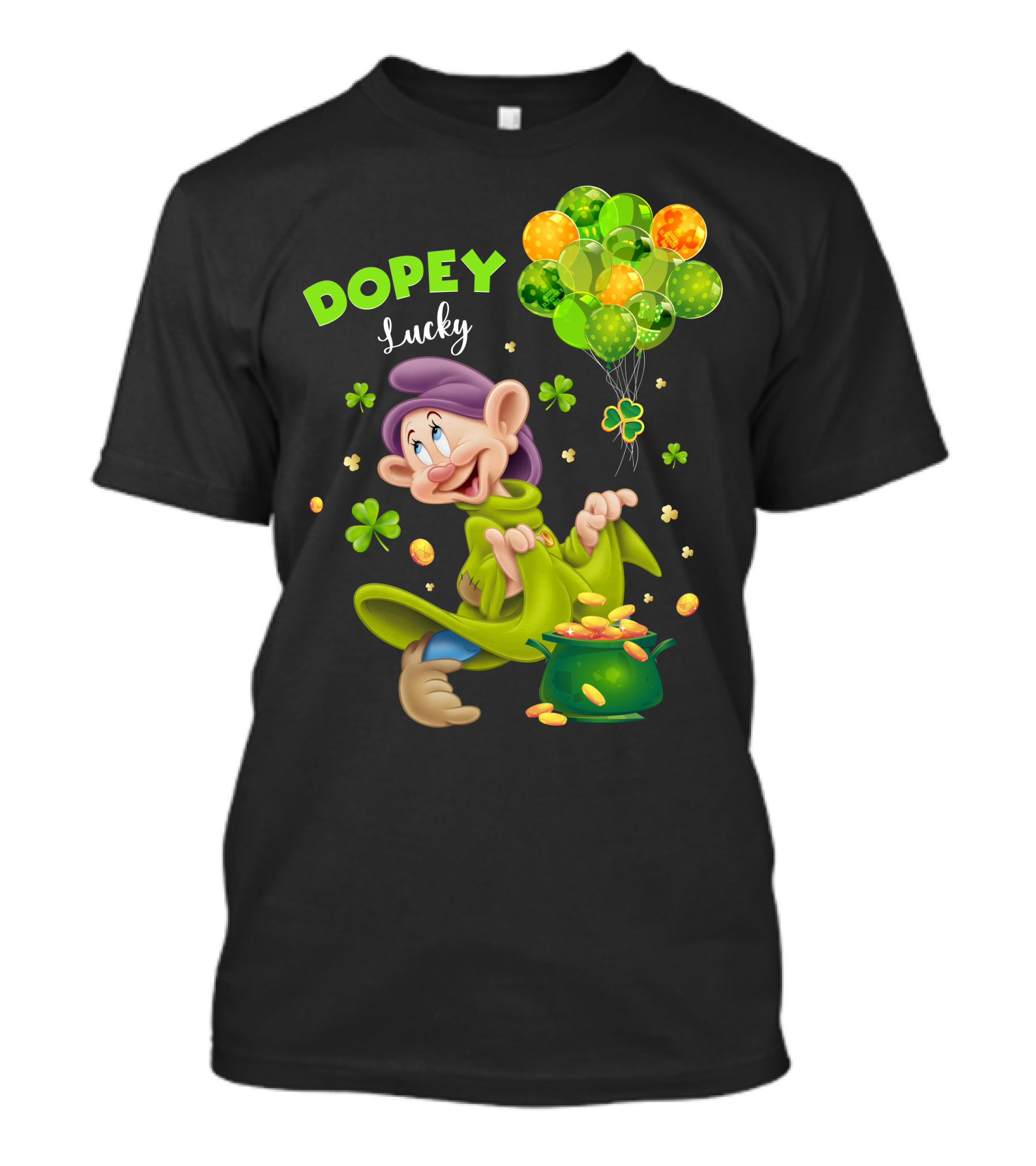 Dopey Lucky Balloons And Coins With Shamrock T-Shirt