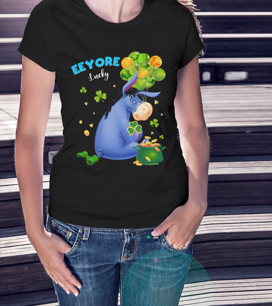 Eeyore Lucky Shamrock Coins Balloon Cluster T-Shirt