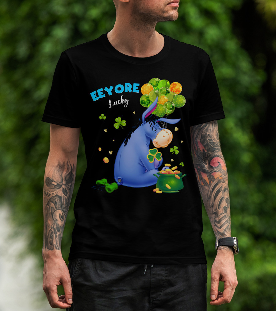 Eeyore Lucky Shamrock Coins Balloon Cluster T-Shirt