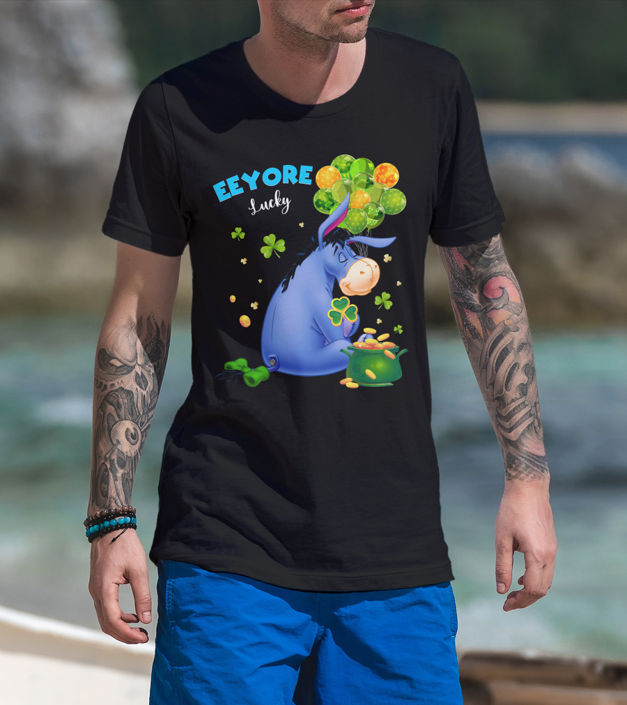 Eeyore Lucky Shamrock Coins Balloon Cluster T-Shirt