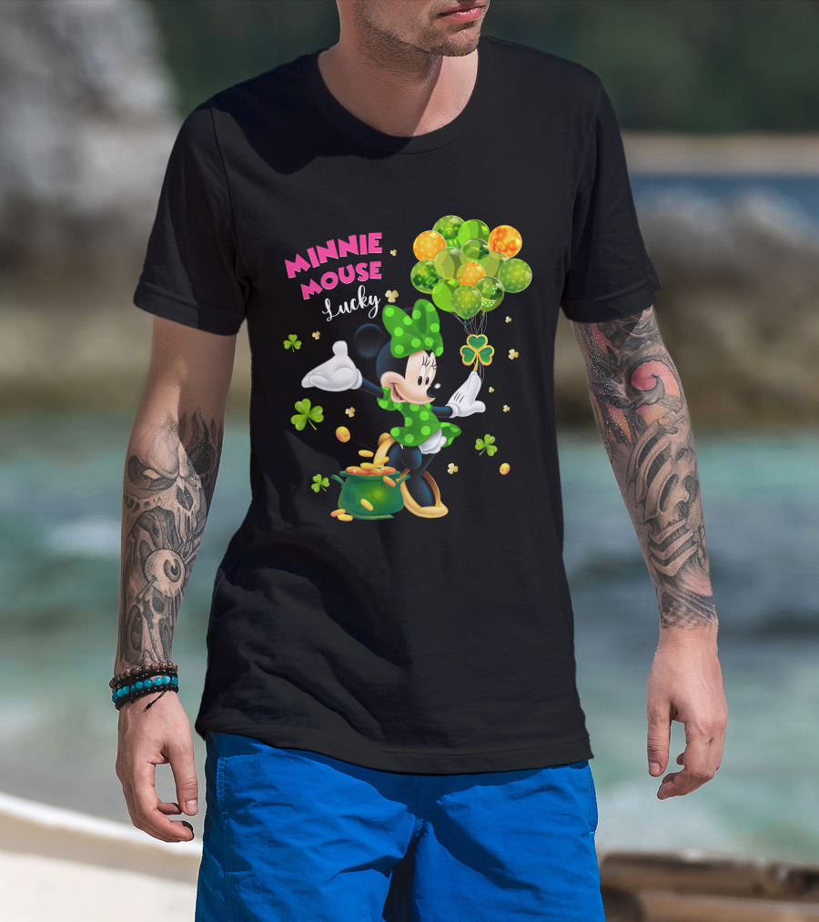 Minnie Mouse Lucky Balloons Shamrocks Coins T-Shirt