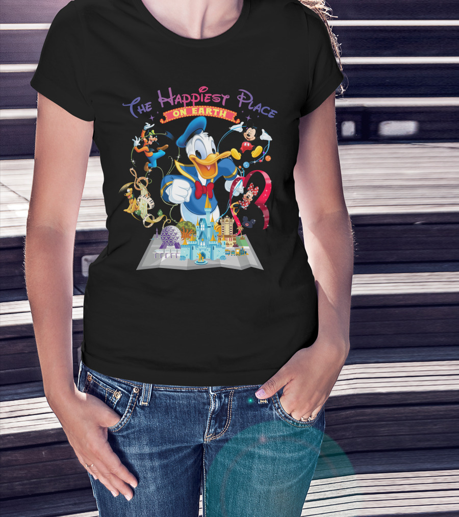 The Happiest Place On Earth Donald Duck And Disney Characters T-Shirt