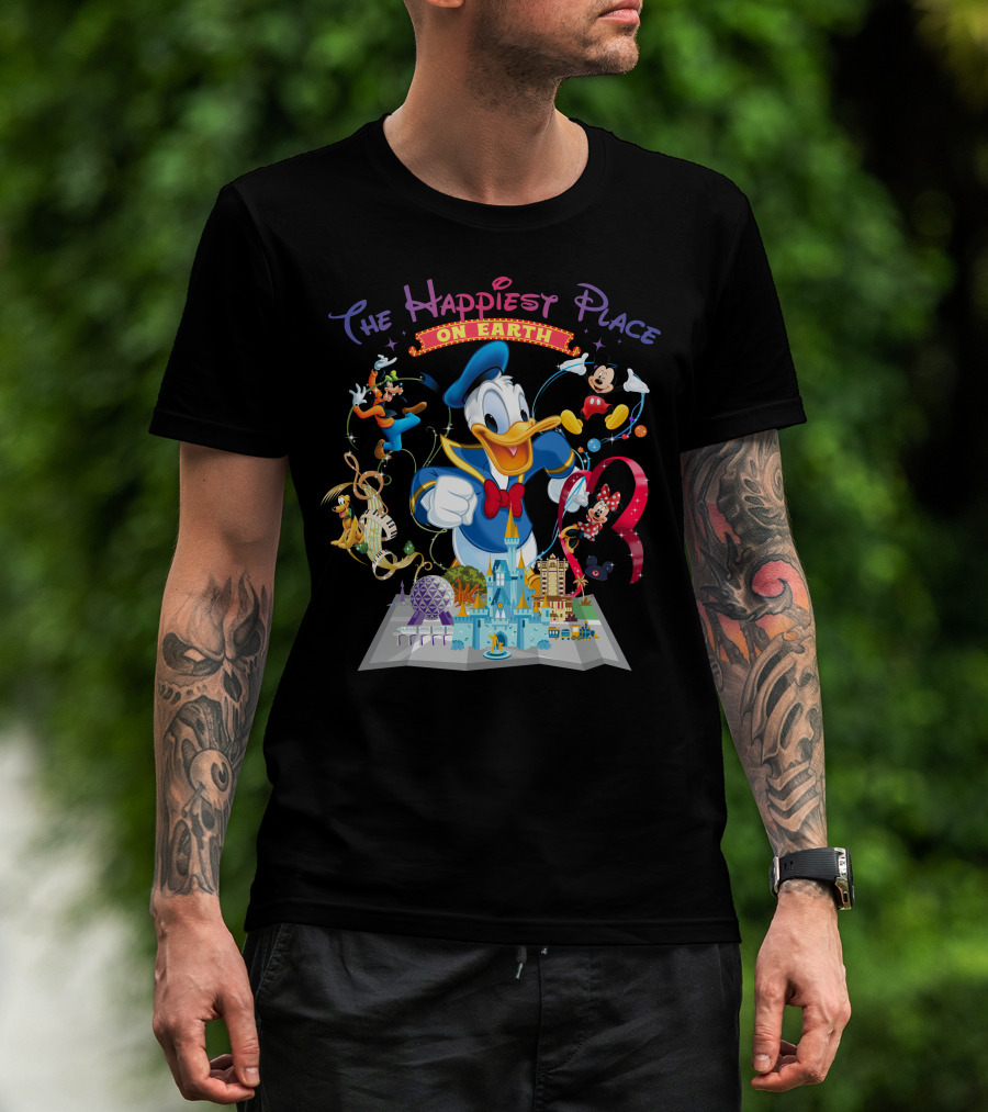The Happiest Place On Earth Donald Duck And Disney Characters T-Shirt