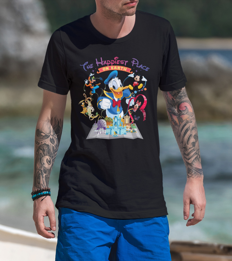 The Happiest Place On Earth Donald Duck And Disney Characters T-Shirt