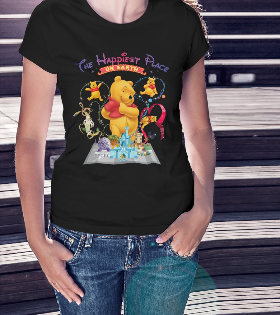 The Happiest Place On Earth Winnie The Pooh Disney Theme Park Adventure T-Shirt