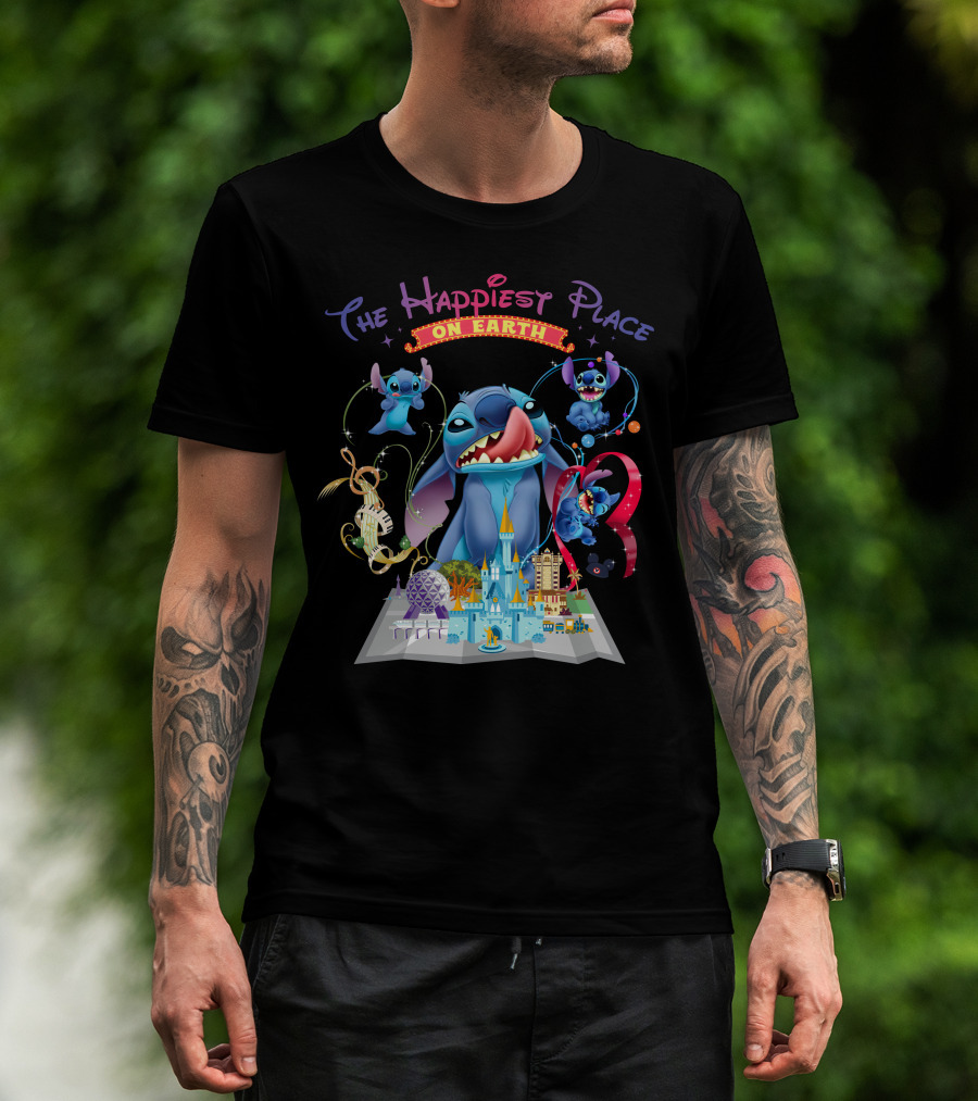 The Happiest Place On Earth Stitch Disney Parks Adventure T-Shirt