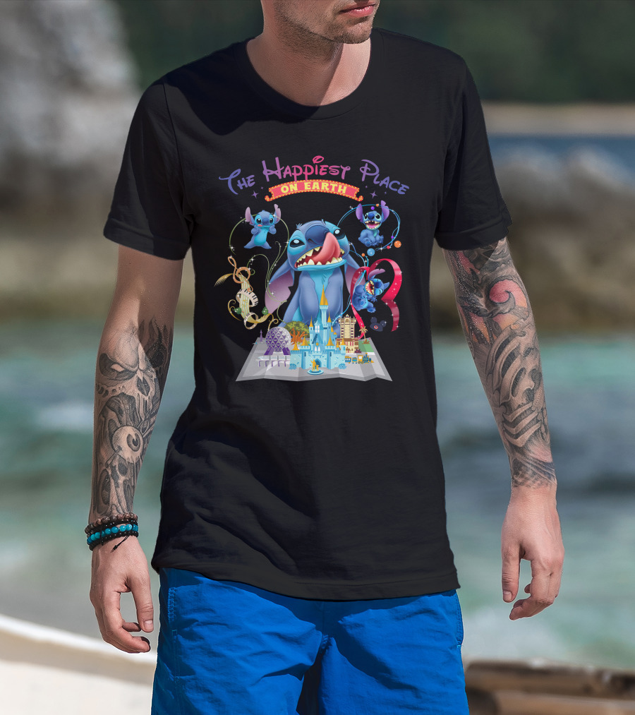 The Happiest Place On Earth Stitch Disney Parks Adventure T-Shirt