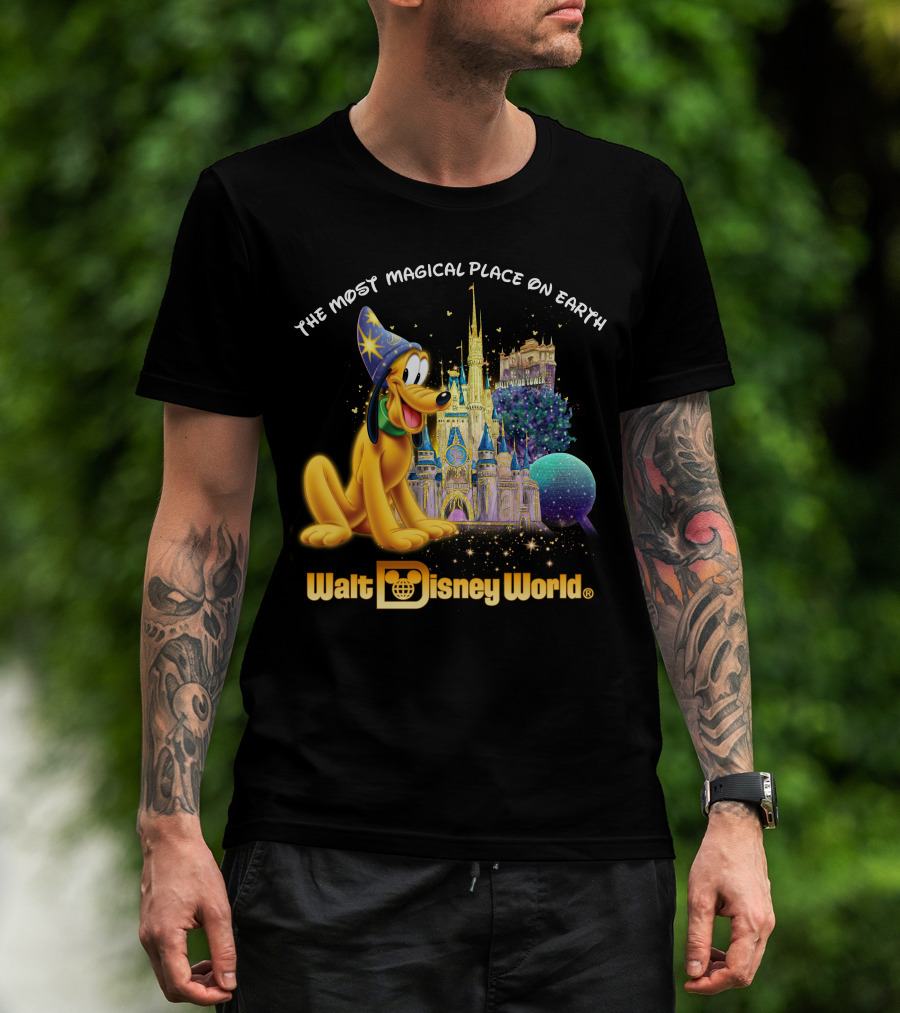 Walt Disney World The Most Magical Place On Earth Pluto Magical Castle T-Shirt