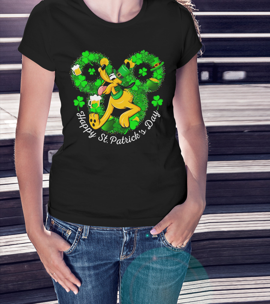 Happy St. Patrick's Day Pluto Shamrock And Hat Celebration T-Shirt
