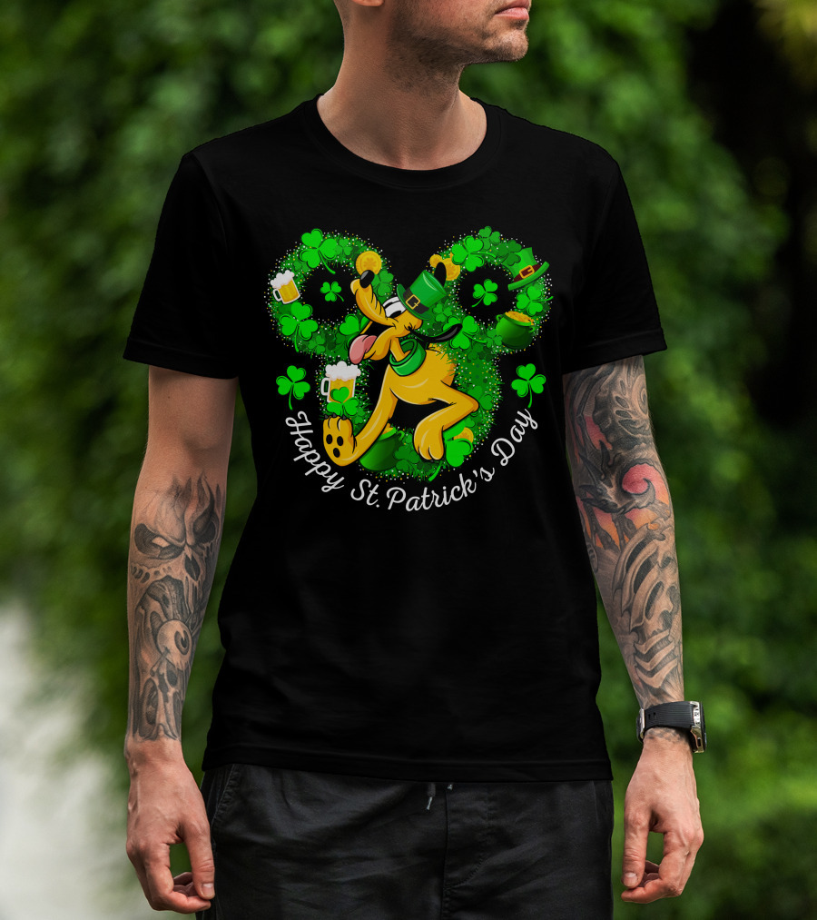 Happy St. Patrick's Day Pluto Shamrock And Hat Celebration T-Shirt