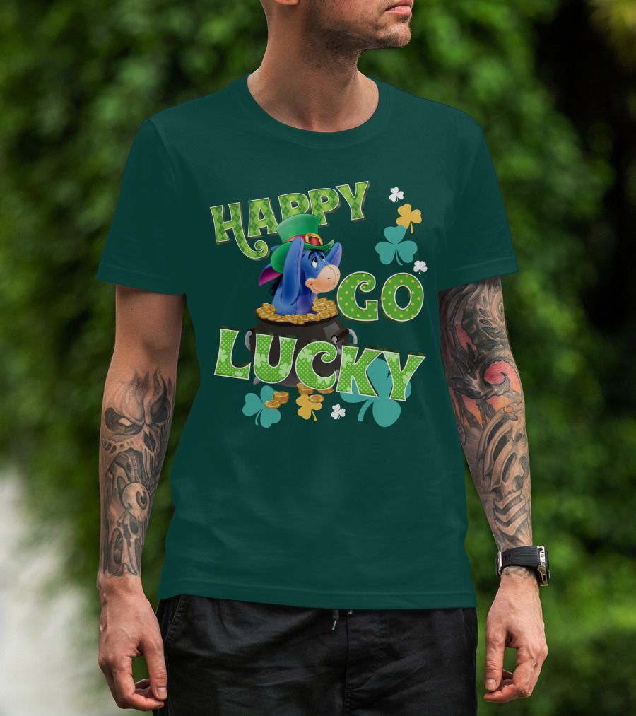 Eeyore Happy Go Lucky St. Patrick's Day Pot Of Gold T-Shirt