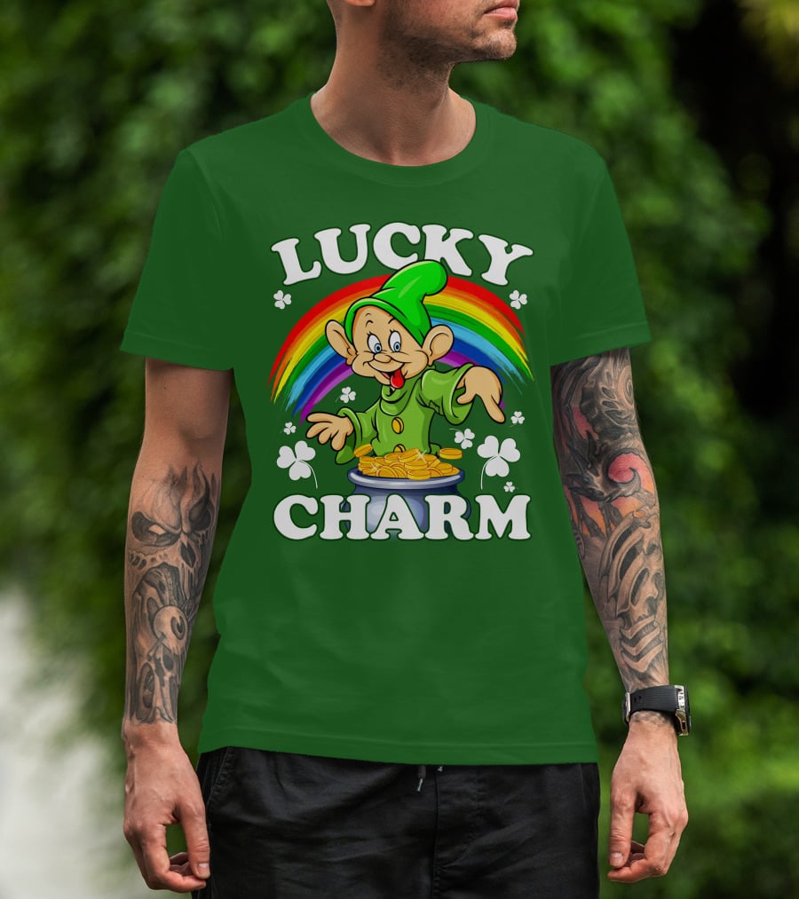 Lucky Charm Dopey Rainbow Gold Coins Shamrocks T-Shirt