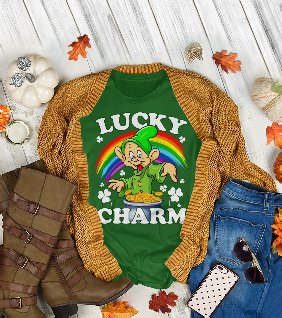 Lucky Charm Dopey Rainbow Gold Coins Shamrocks T-Shirt