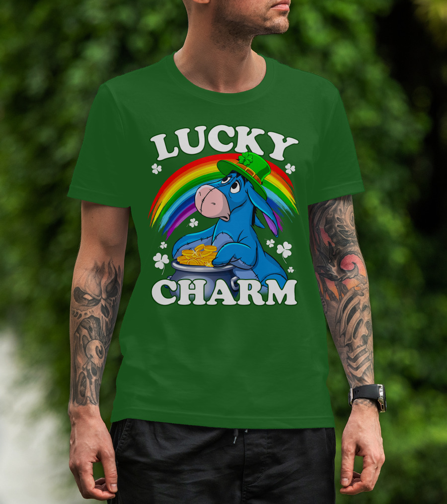 Lucky Charm Eeyore Rainbow St. Patrick's Day T-Shirt