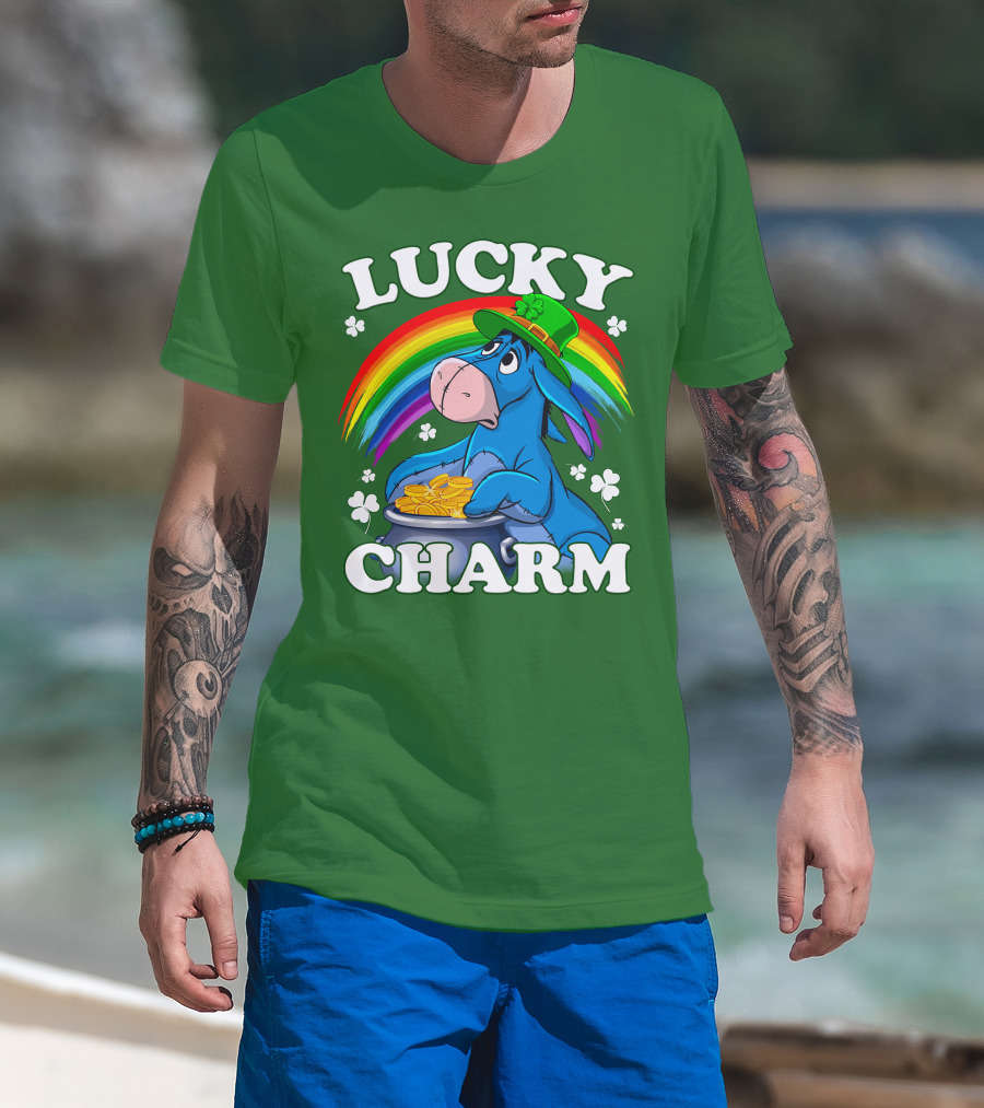 Lucky Charm Eeyore Rainbow St. Patrick's Day T-Shirt