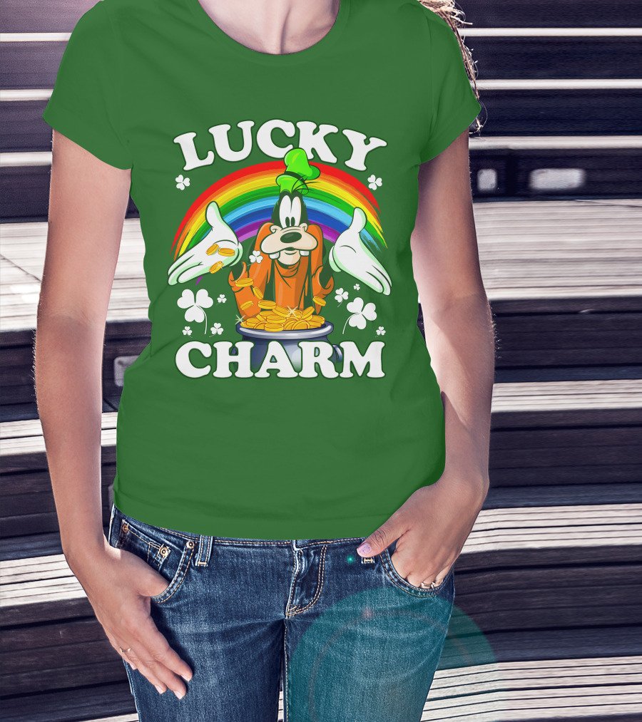 Lucky Charm Goofy Rainbow Gold Coins Shamrocks T-Shirt
