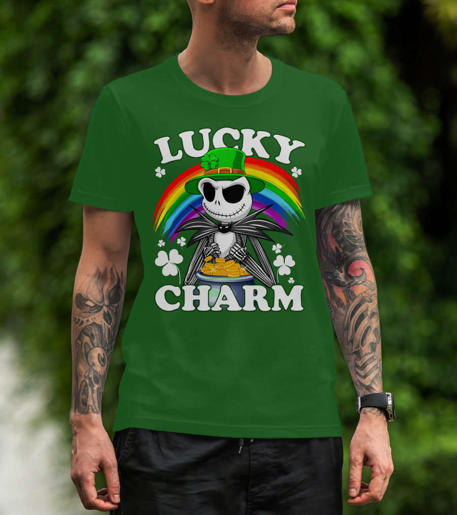 Lucky Charm Jack Skellington Rainbow Shamrock T-Shirt